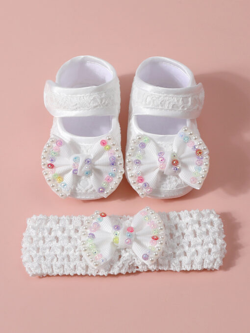 Baby Girls Baptism Shoes and Hairband Set - Image 2