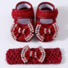 Baby Girls Baptism Shoes and Hairband Set